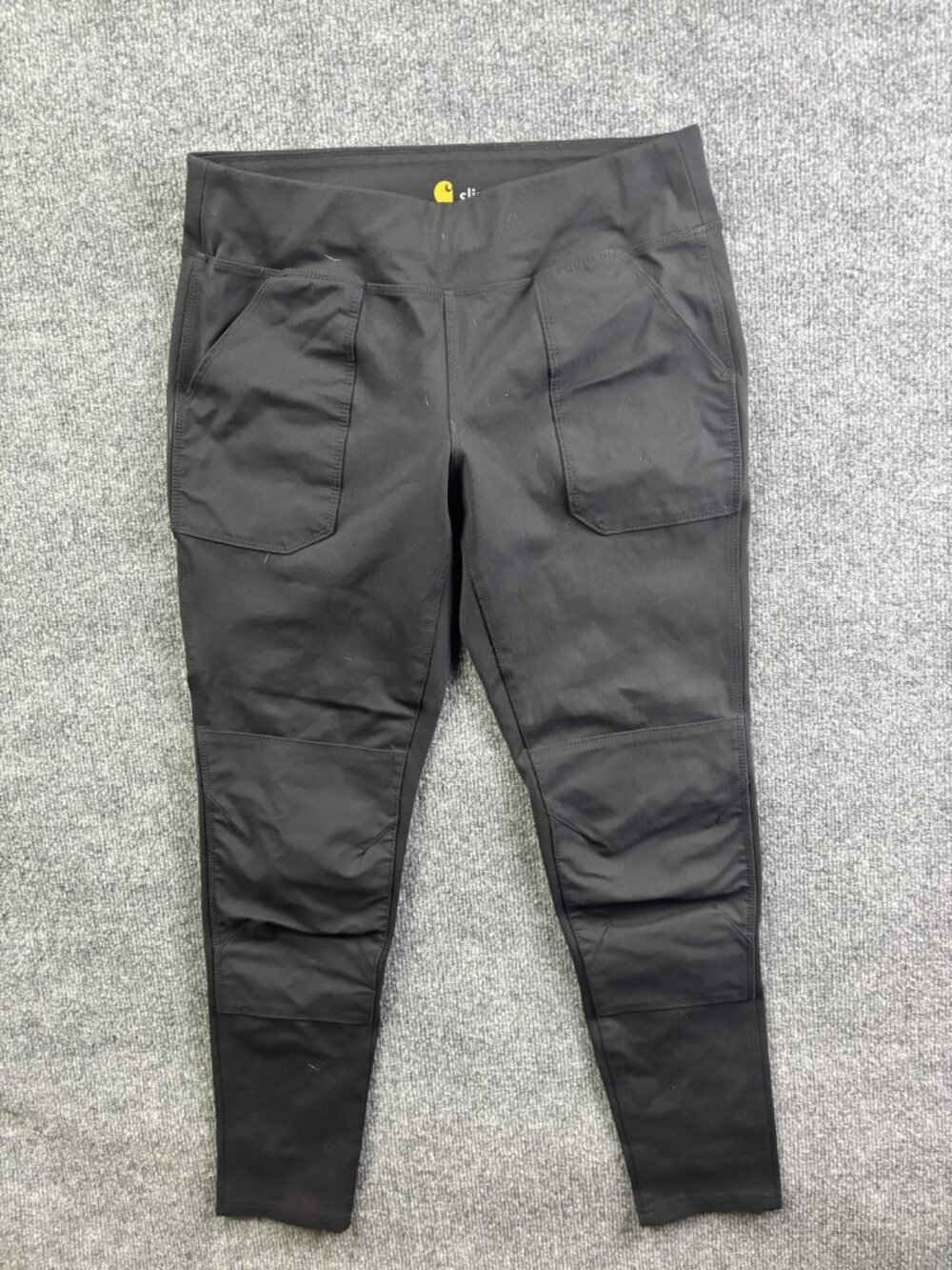 Carhartt Leggings Womens Medium Black Mid Rise Cargo‎ Work Pants Pockets Stretch